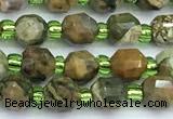 CCB1577 15 inches 5mm - 6mm faceted rhyolite gemstone beads