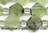 CCB1612 15 inches 10mm faceted green rutilated quartz beads