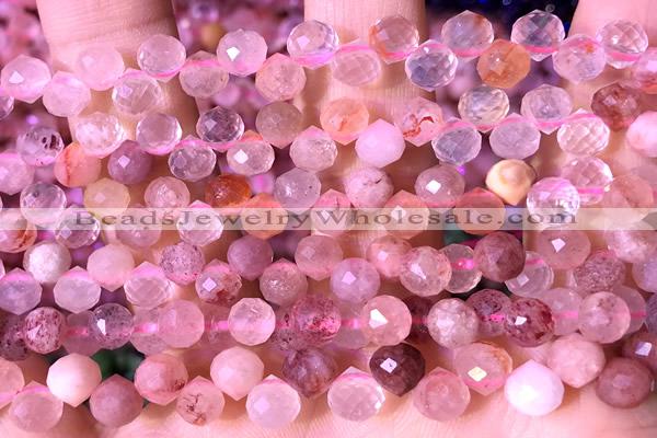 CCB1638 15 inches 6mm faceted teardrop strawberry quartz beads