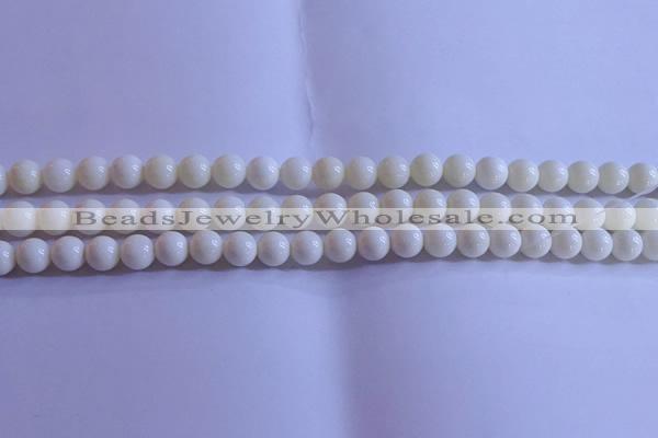 CCB301 15.5 inches 6mm round white coral beads wholesale