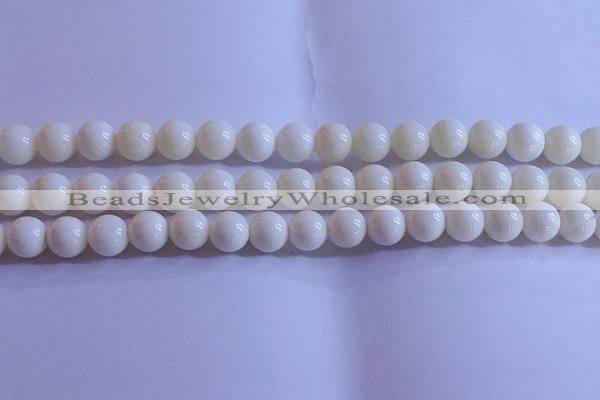 CCB303 15.5 inches 9mm round white coral beads wholesale