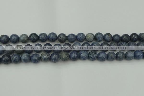 CCB453 15.5 inches 10mm round blue coral beads wholesale