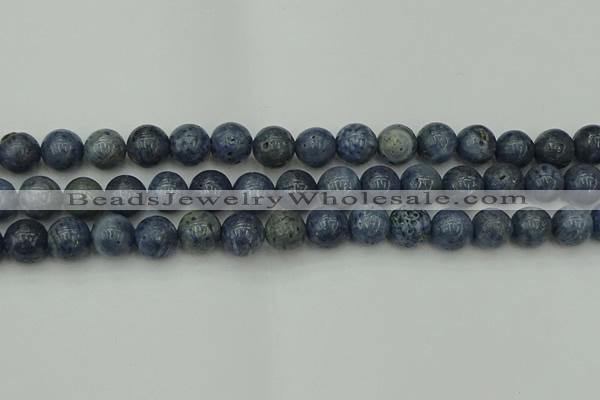 CCB454 15.5 inches 12mm round blue coral beads wholesale