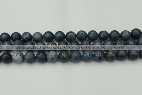 CCB455 15.5 inches 14mm round blue coral beads wholesale