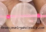 CCB502 15.5 inches 16mm coin rose quartz beads wholesale