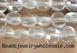 CCB530 15.5 inches 4mm faceted coin white crystal beads