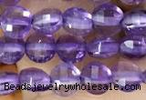 CCB531 15.5 inches 4mm faceted coin amethyst gemstone beads