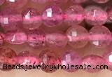 CCB532 15.5 inches 4mm faceted coin strawberry quartz beads