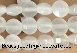 CCB542 15.5 inches 4mm faceted coin white moonstone beads