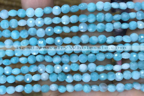 CCB553 15.5 inches 4mm faceted coin amazonite beads wholesale