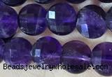 CCB601 15.5 inches 6mm faceted coin natural amethyst beads wholesale