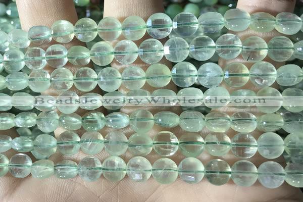 CCB608 15.5 inches 6mm faceted coin prehnite gemstone beads