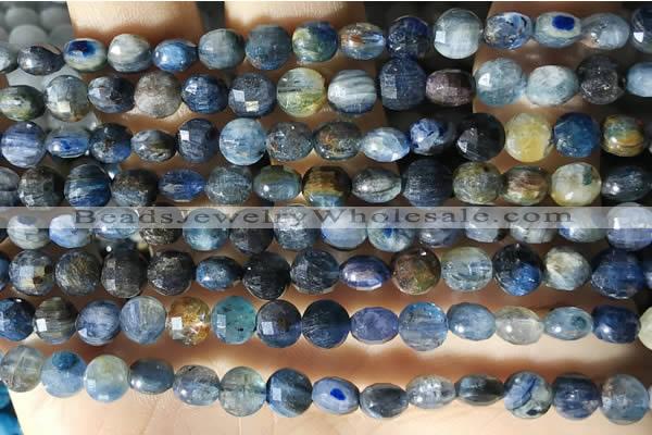 CCB613 15.5 inches 6mm faceted coin natural kyanite gemstone beads