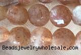 CCB628 15.5 inches 6mm faceted coin natural sunstone gemstone beads