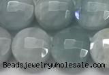 CCB680 15.5 inches 10mm faceted coin aquamarine gemstone beads