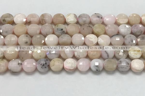 CCB682 15.5 inches 10mm faceted coin pink opal gemstone beads