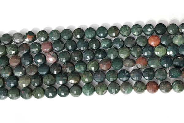 CCB750 15.5 inches 8mm faceted coin Indian bloodstone gemstone beads