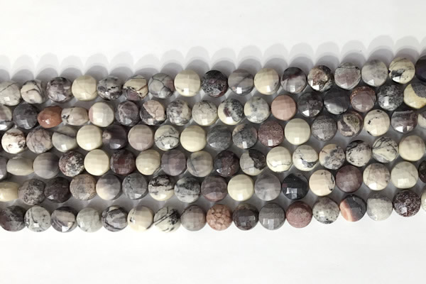 CCB761 15.5 inches 8mm faceted coin purple striped jasper beads