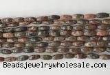 CCB810 15.5 inches 5*12mm rice leopard skin jasper beads wholesale