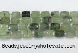 CCB886 11*15mm-12*16mm faceted cuboid green rutilated quartz beads wholesale