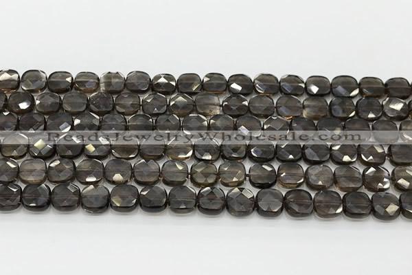 CCB908 15.5 inches 8*8mm faceted square smoky quartz beads