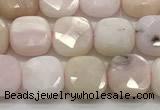 CCB909 15.5 inches 8*8mm faceted square pink opal beads