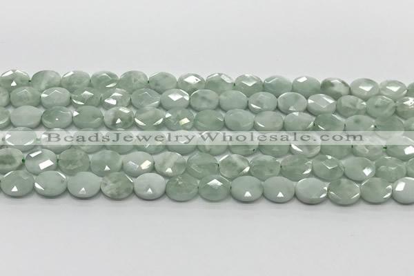 CCB934 15.5 inches 8*10mm faceted oval green angel skin beads