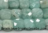 CCB975 15.5 inches 6*6mm faceted square amazonite  beads