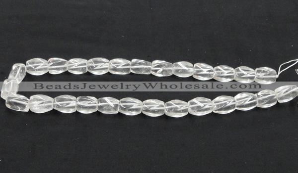 CCC221 10*15mm twisted oval grade AB natural white crystal beads