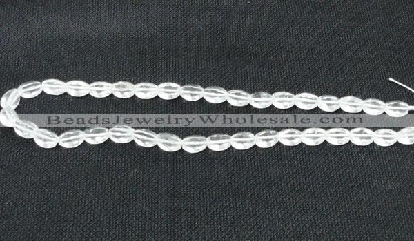 CCC261 15.5 inches 8*10mm faceted rice grade A natural white crystal beads