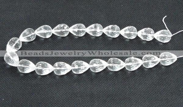 CCC276 12*16mm faceted teardrop grade A natural white crystal beads