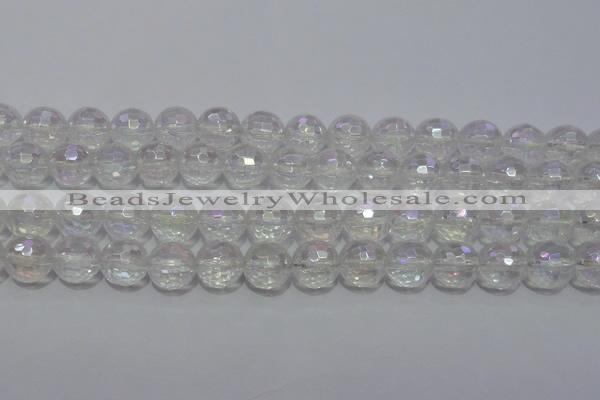 CCC412 15.5 inches 8mm faceted round AB-color white crystal beads