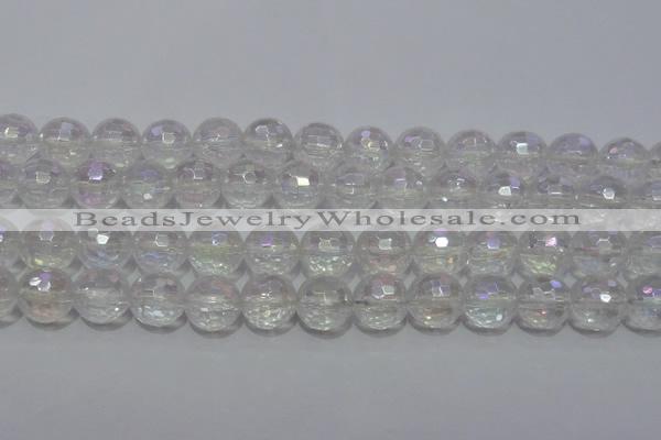 CCC413 15.5 inches 10mm faceted round AB-color white crystal beads