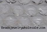 CCC502 15.5 inches 8mm faceted coin natural white crystal beads