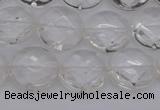 CCC503 15.5 inches 10mm faceted coin natural white crystal beads