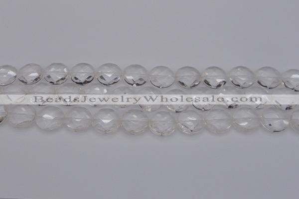 CCC506 15.5 inches 16mm faceted coin natural white crystal beads