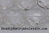 CCC510 15.5 inches 25mm faceted coin natural white crystal beads