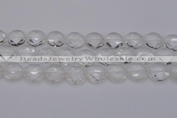 CCC510 15.5 inches 25mm faceted coin natural white crystal beads