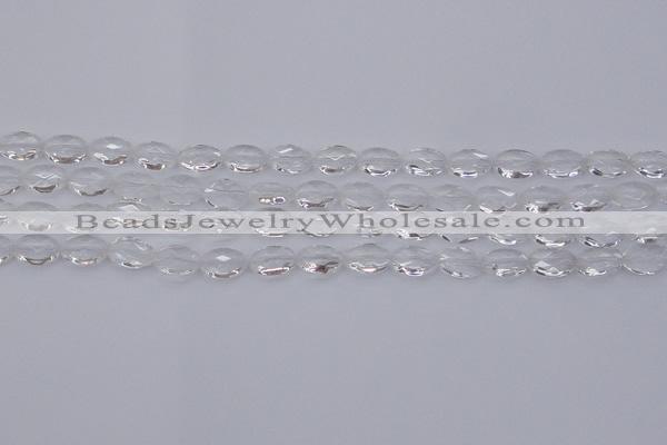 CCC512 15.5 inches 8*12mm faceted oval natural white crystal beads