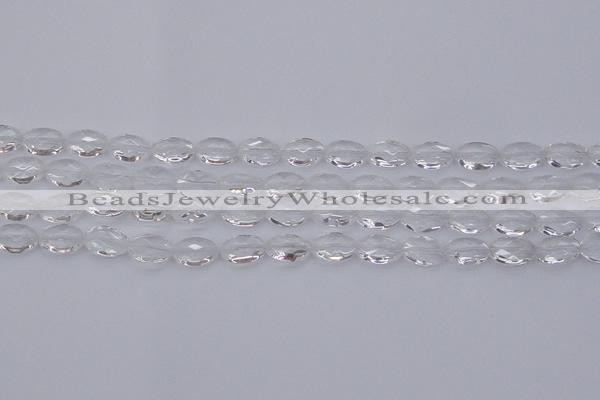 CCC513 15.5 inches 10*14mm faceted oval natural white crystal beads