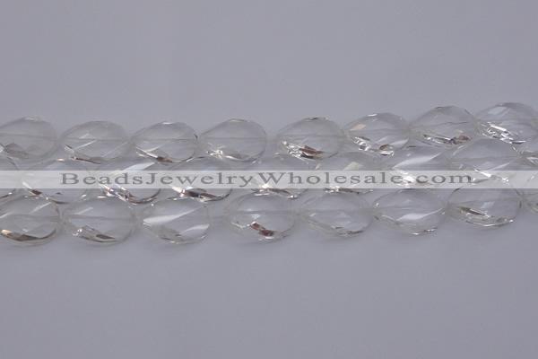 CCC521 15.5 inches 18*25mm twisted & faceted oval white crystal beads