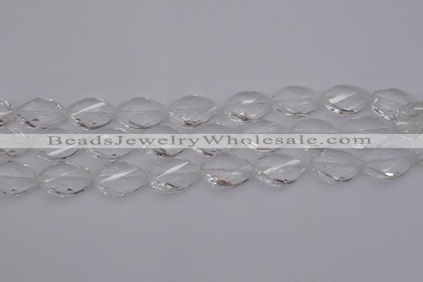 CCC525 15.5 inches 15*20mm twisted & faceted teardrop white crystal beads