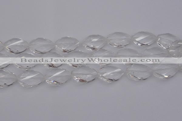 CCC527 15.5 inches 20*30mm twisted & faceted teardrop white crystal beads