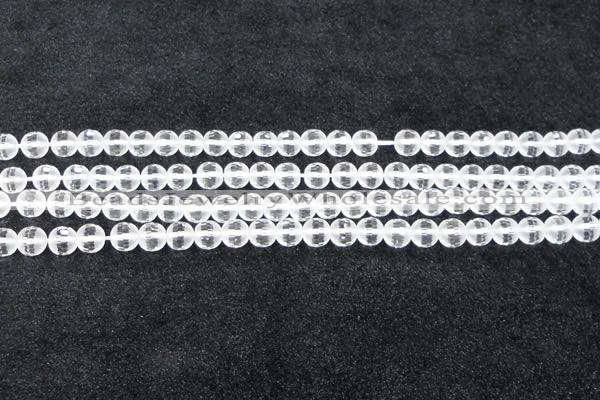 CCC611 15.5 inches 6mm faceted round matte natural white crystal beads