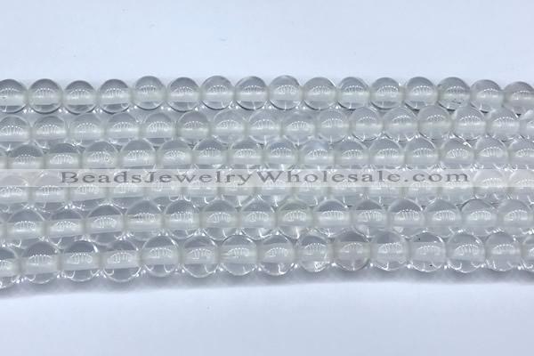 CCC637 15 inches 8mm round white crystal beads, 2mm hole