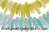 CCH22 16 inches Korea jade & amazonite chips gemstone beads