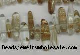 CCH340 15.5 inches 5*20mm gold sand quartz chips beads wholesale