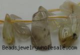 CCH403 15.5 inches 8*20mm - 10*25mm golden rutilated quartz chips beads