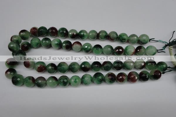 CCN1306 15.5 inches 14mm faceted round rainbow candy jade beads