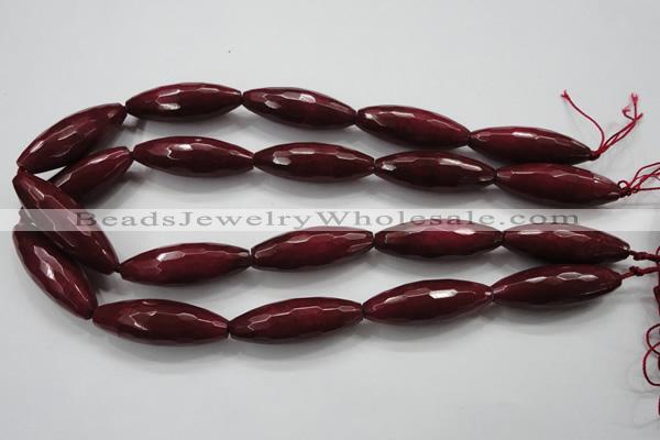 CCN1469 15.5 inches 14*40mm faceted rice candy jade beads wholesale